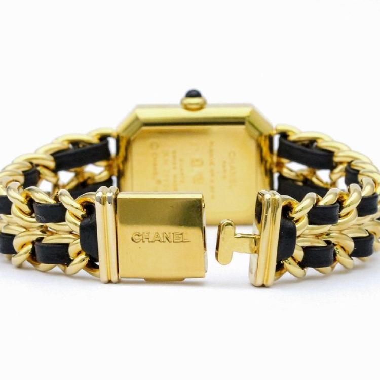 Pre Owned Chanel Black Gold-Plated Steel Premiere Rock Women's Wristwatch 20MM