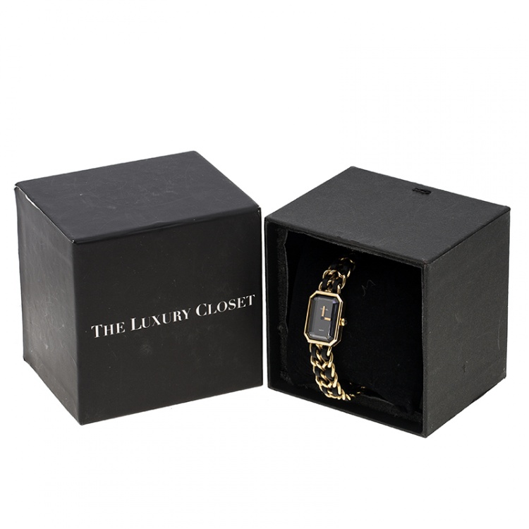 Pre Owned Chanel Black Gold-Plated Stainless Steel Premiere Women's Wristwatch 20MM