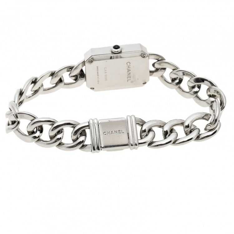 Pre Owned Chanel Black Stainless Steel and Diamond Premiere Chaine H3254 Women's Wristwatch 20 mm