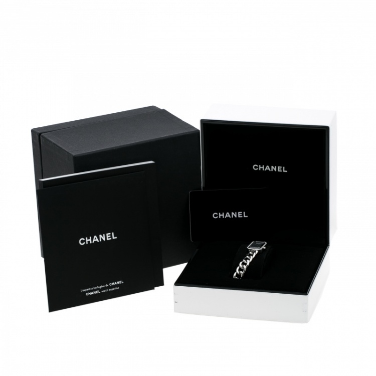 Pre Owned Chanel Black Stainless Steel and Diamond Premiere Chaine H3254 Women's Wristwatch 20 mm