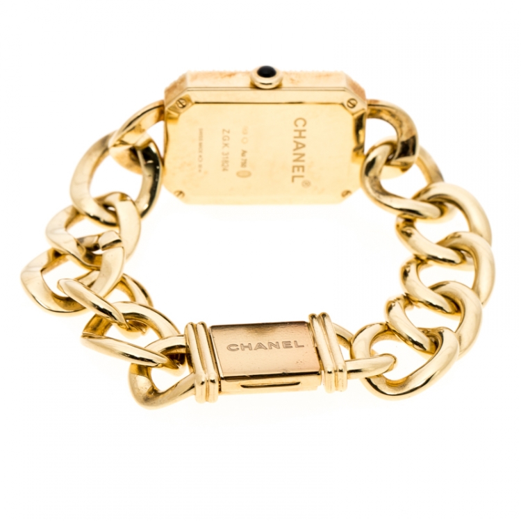 Pre Owned Chanel Black Diamond 18k Yellow Gold Première Chaîne Women's Wristwatch 20MM