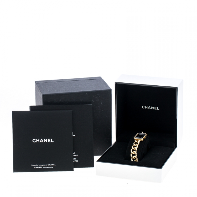 Pre Owned Chanel Black Diamond 18k Yellow Gold Première Chaîne Women's Wristwatch 20MM
