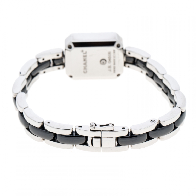 Pre Owned Chanel Black Diamonds Stainless Steel & Ceramic Premiere Mini Women's Wristwatch 15MM
