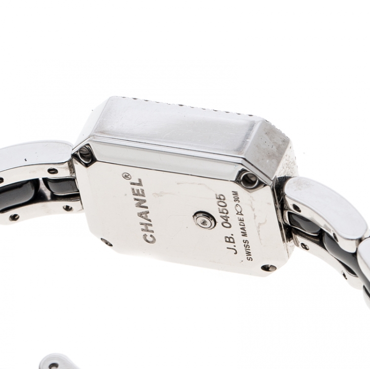 Pre Owned Chanel Black Diamonds Stainless Steel & Ceramic Premiere Mini Women's Wristwatch 15MM