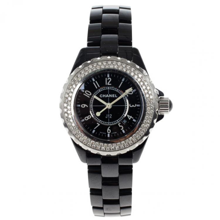 Pre Owned Chanel Black Ceramic J12 Women's Wristwatch 33MM