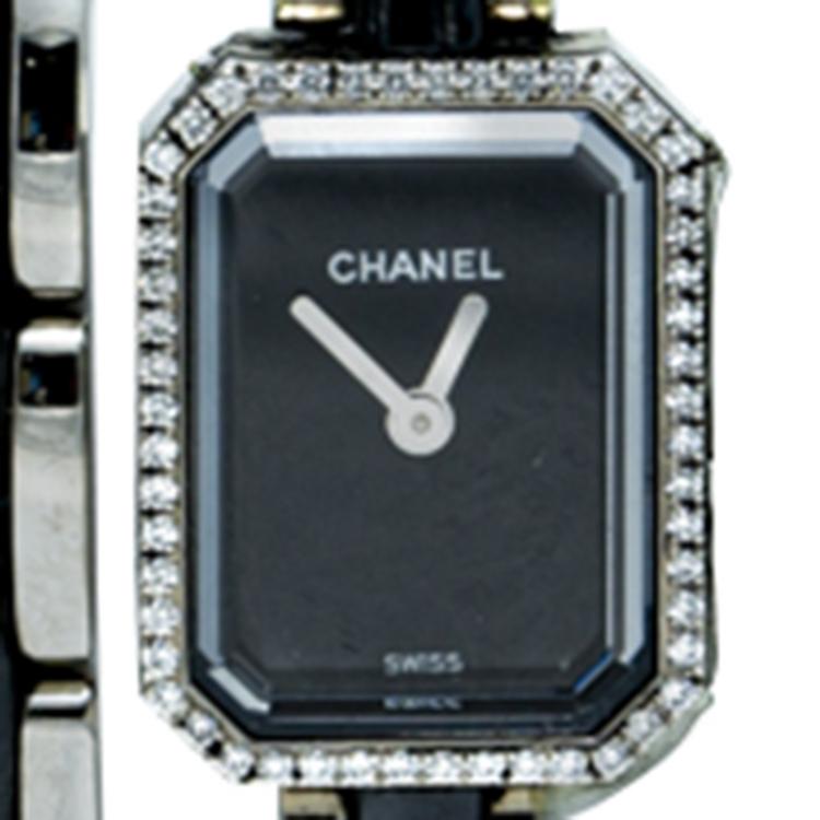 Pre Owned Chanel Black Lacquered Dial Premiere Women's Watch 23MM