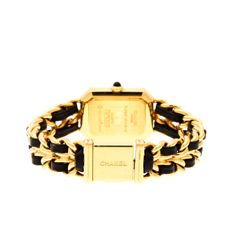 Pre Owned Chanel Black Gold Plated Stainless Steel Premiere Women's Wristwatch 20MM