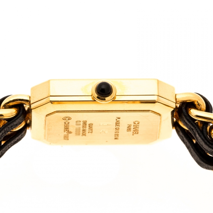 Pre Owned Chanel Black Gold Plated Stainless Steel Premiere Women's Wristwatch 20MM