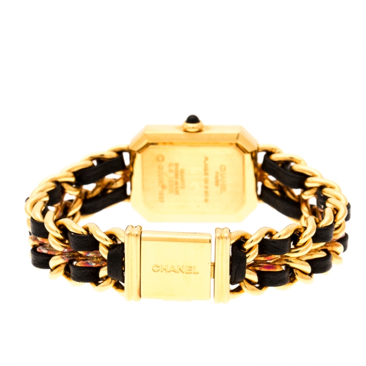 Pre Owned Chanel Black Gold Plated Stainless Steel Premiere Women's Wristwatch 20MM