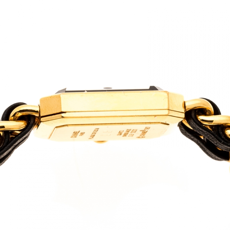 Pre Owned Chanel Black Gold Plated Stainless Steel Premiere Women's Wristwatch 20MM