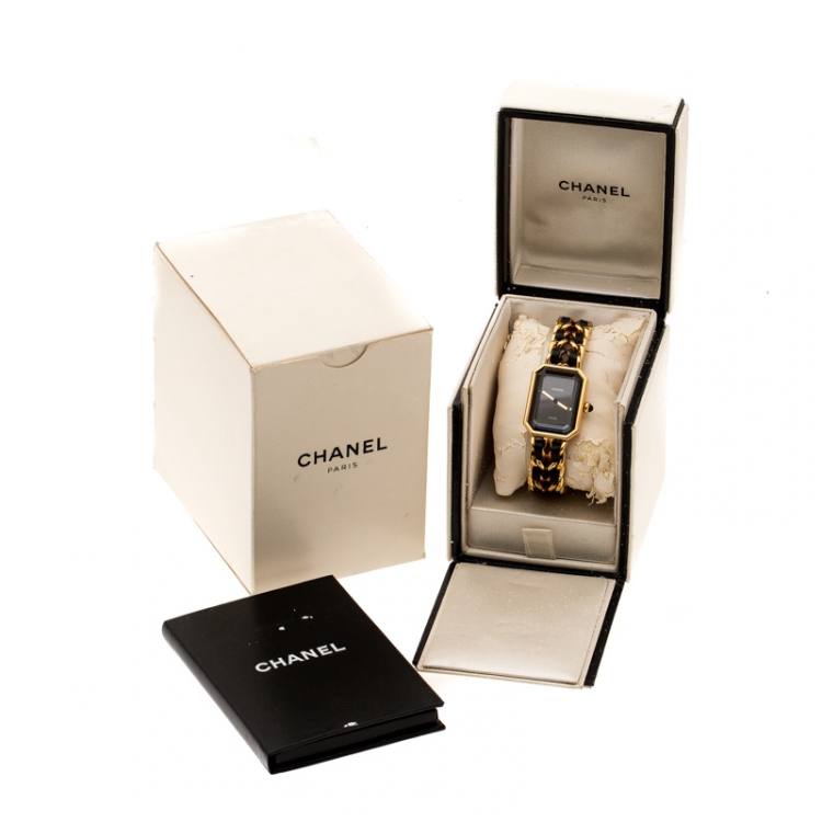 Pre Owned Chanel Black Gold Plated Stainless Steel Premiere Women's Wristwatch 20MM