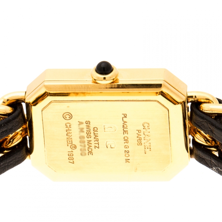 Pre Owned Chanel Black Gold Plated Stainless Steel Premiere Women's Wristwatch 20MM