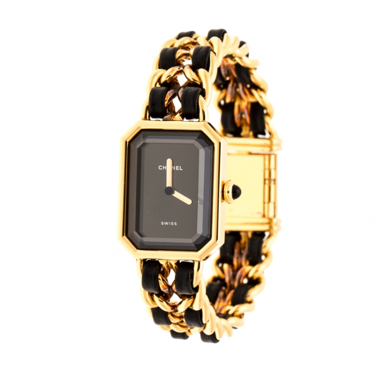 CHANEL Premiere 20mm Yellow Gold Plated Case with Black and Gold
