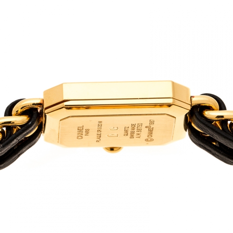 Pre Owned Chanel Black Gold Plated Stainless Steel Premiere Women's Wristwatch 20MM