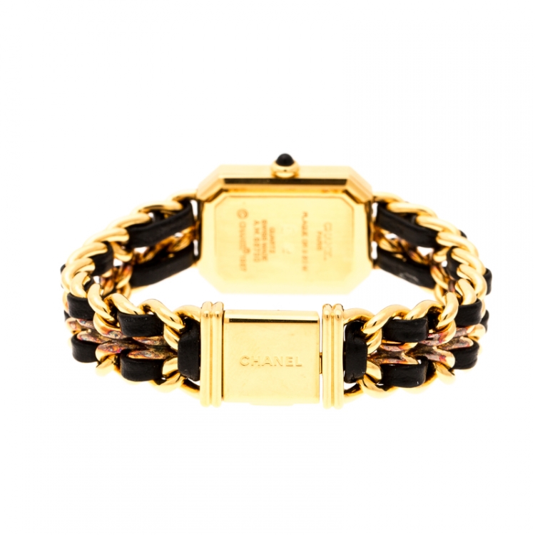 Pre Owned Chanel Black Gold Plated Stainless Steel Premiere Women's Wristwatch 20MM
