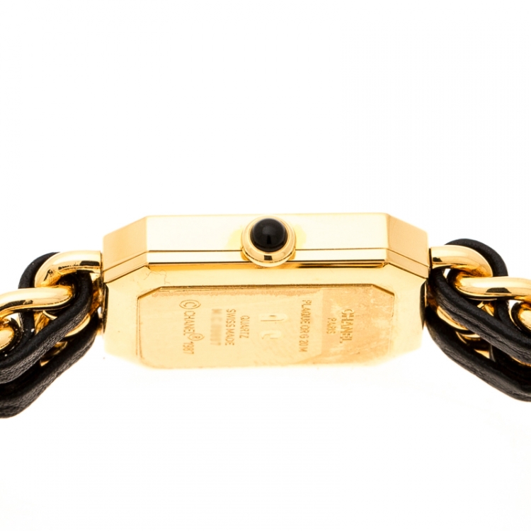 Pre Owned Chanel Black Gold Plated Stainless Steel Premiere Women's Wristwatch 20 mm