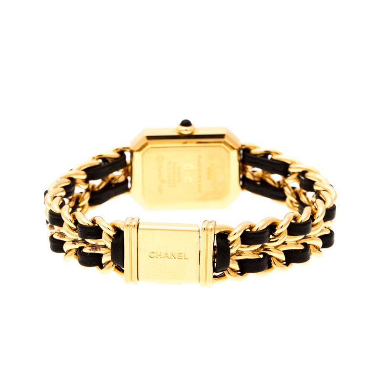 Pre Owned Chanel Black Gold Plated Stainless Steel Premiere Women's Wristwatch 20 mm