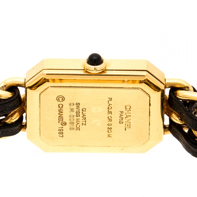Pre Owned Chanel Black Gold Plated Stainless Steel Premiere Women's Wristwatch 20MM