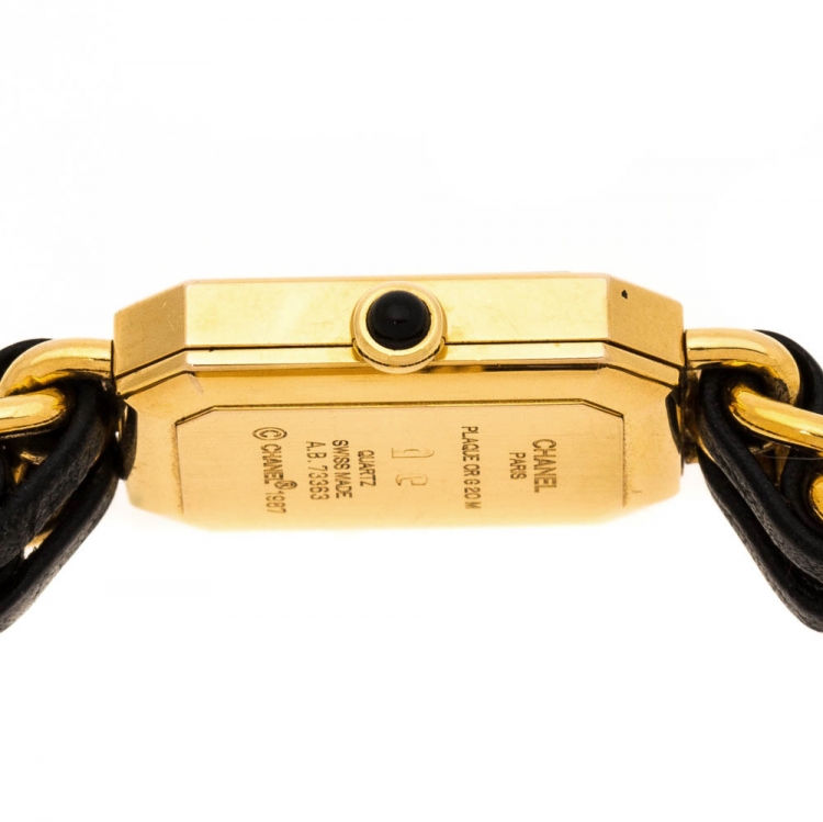 Pre Owned Chanel Black Gold Plated Stainless Steel Premiere Women's Wristwatch 20 mm