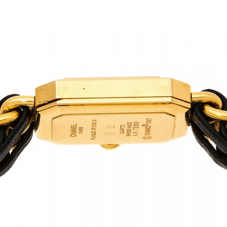 Pre Owned Chanel Black Gold Plated Stainless Steel Premiere Women's Wristwatch 20 mm
