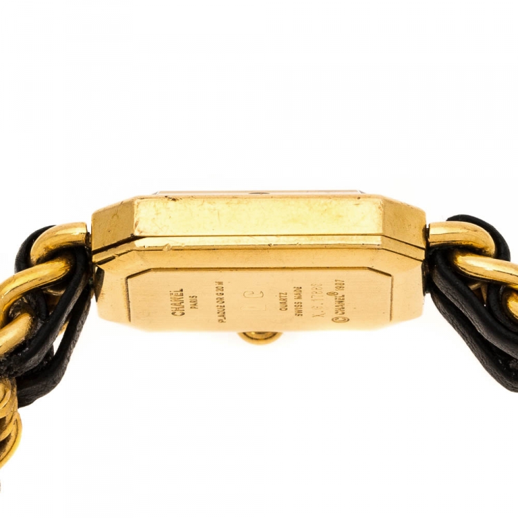 Pre Owned Chanel Black Gold Plated Stainless Steel Premiere Women's Wristwatch 20 mm