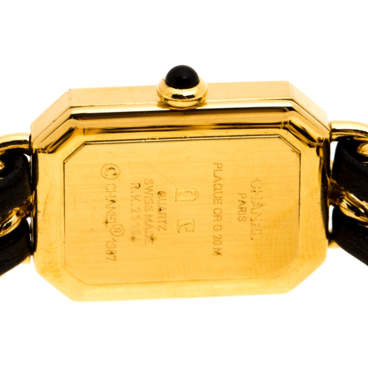 Pre Owned Chanel Black Gold Plated Stainless Steel Premiere Women's Wristwatch 20 mm