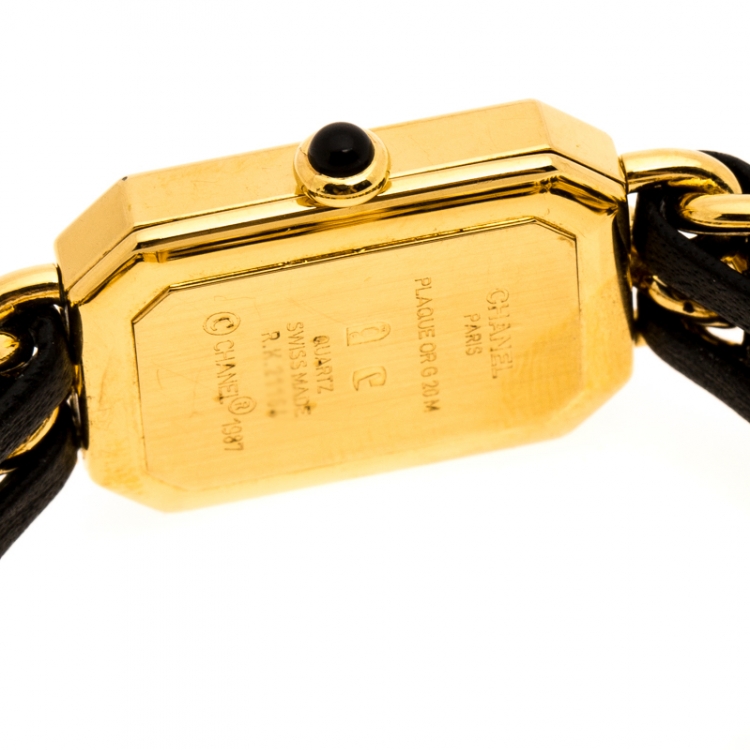 Pre Owned Chanel Black Gold Plated Stainless Steel Premiere Women's Wristwatch 20 mm