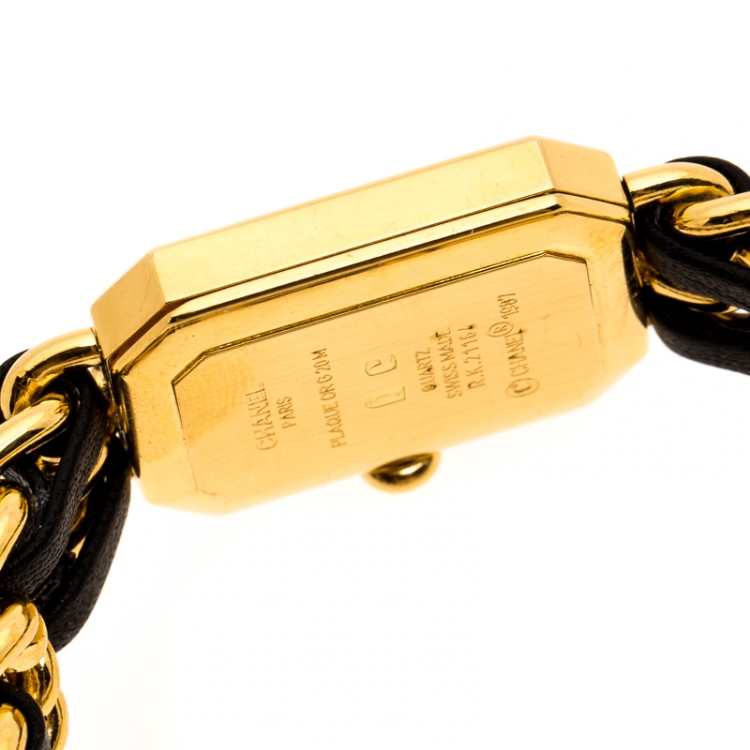 Pre Owned Chanel Black Gold Plated Stainless Steel Premiere Women's Wristwatch 20 mm