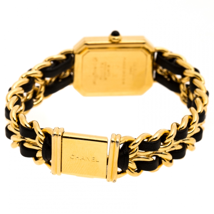 Pre Owned Chanel Black Gold Plated Stainless Steel Premiere Women's Wristwatch 20 mm