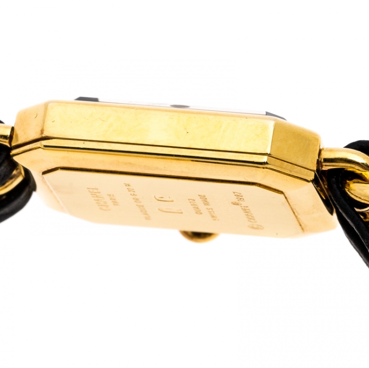 Pre Owned Chanel Black Gold Plated Stainless Steel Premiere Women's Wristwatch 20 mm