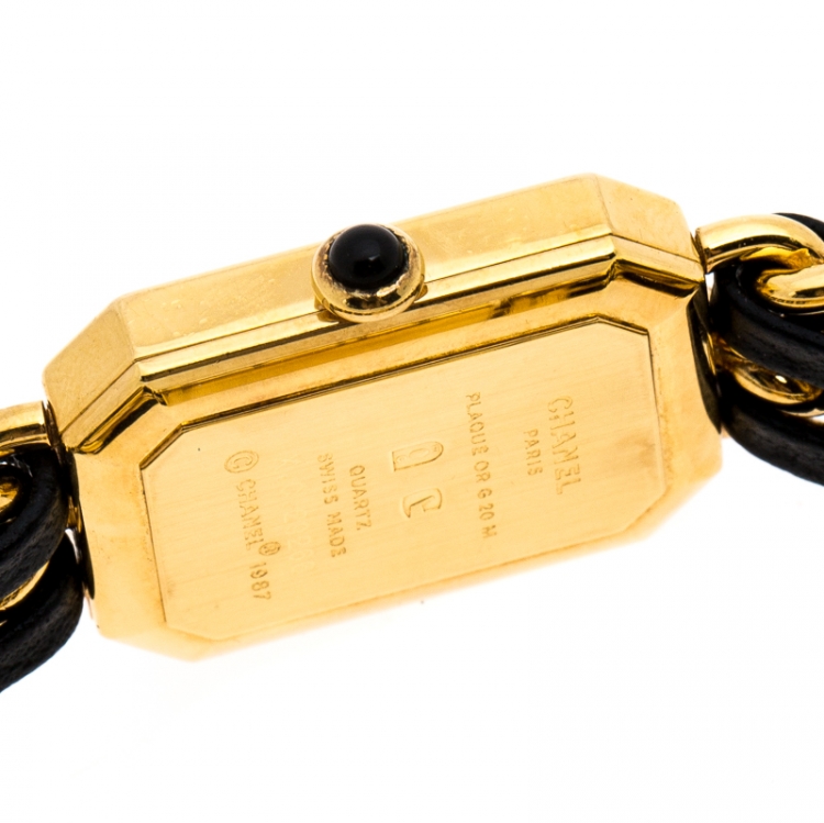 Pre Owned Chanel Black Gold Plated Stainless Steel Premiere Women's Wristwatch 20 mm