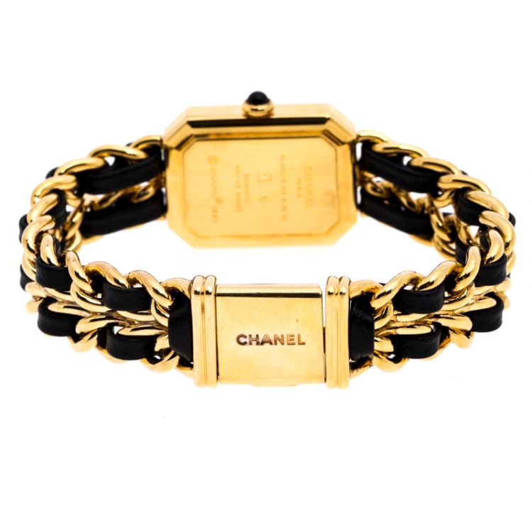 Pre Owned Chanel Black Gold Plated Stainless Steel Premiere Women's Wristwatch 20 mm