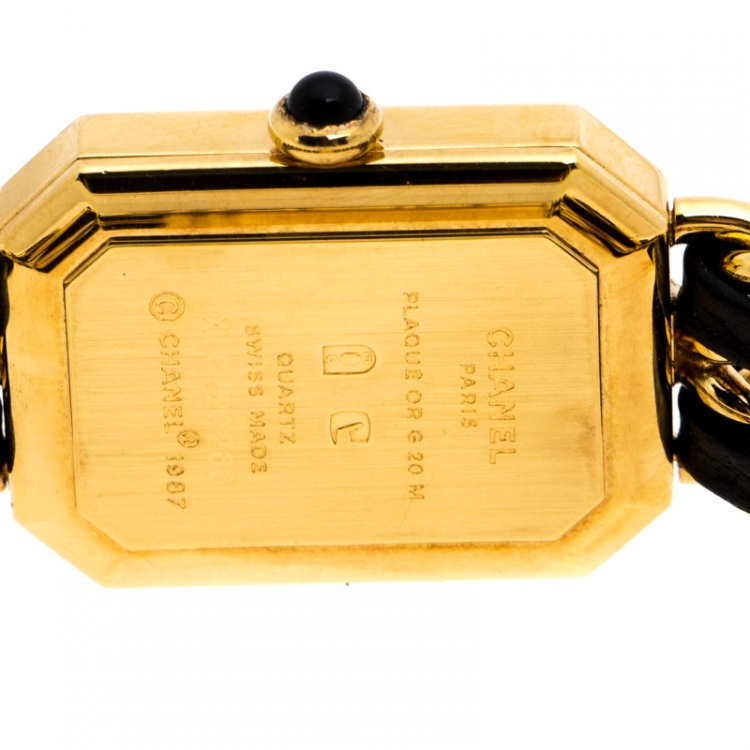 Pre Owned Chanel Black Gold Plated Stainless Steel Premiere Women's Wristwatch 20 mm