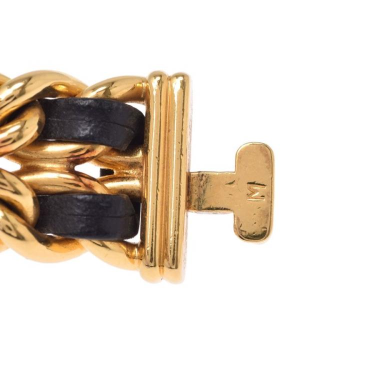 Pre Owned Chanel Black Gold Plated and Leather Premiere H0001 Women's Wristwatch 20x26MM