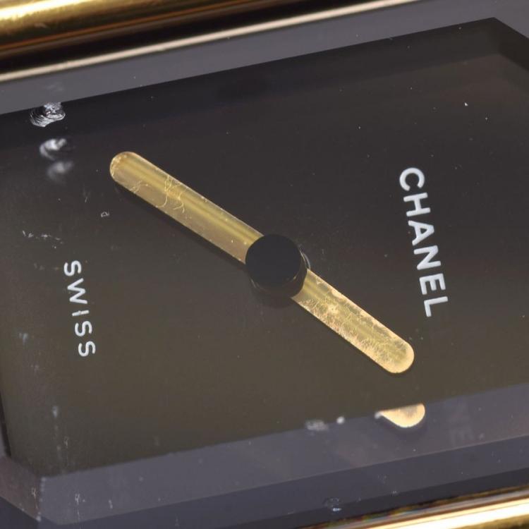Pre Owned Chanel Black Gold Plated and Leather Premiere H0001 Women's Wristwatch 20x26MM