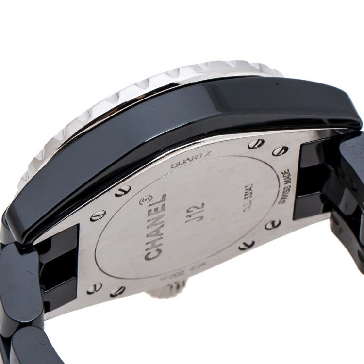 Pre Owned Chanel Black Ceramic Stainless Steel J12 H0682 Women's Wristwatch 33 mm