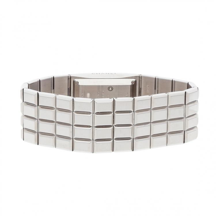 Pre Owned Chanel Silver Diamond Stainlesss Steel Chocolat H1340 Women's Wristwatch 24 MM