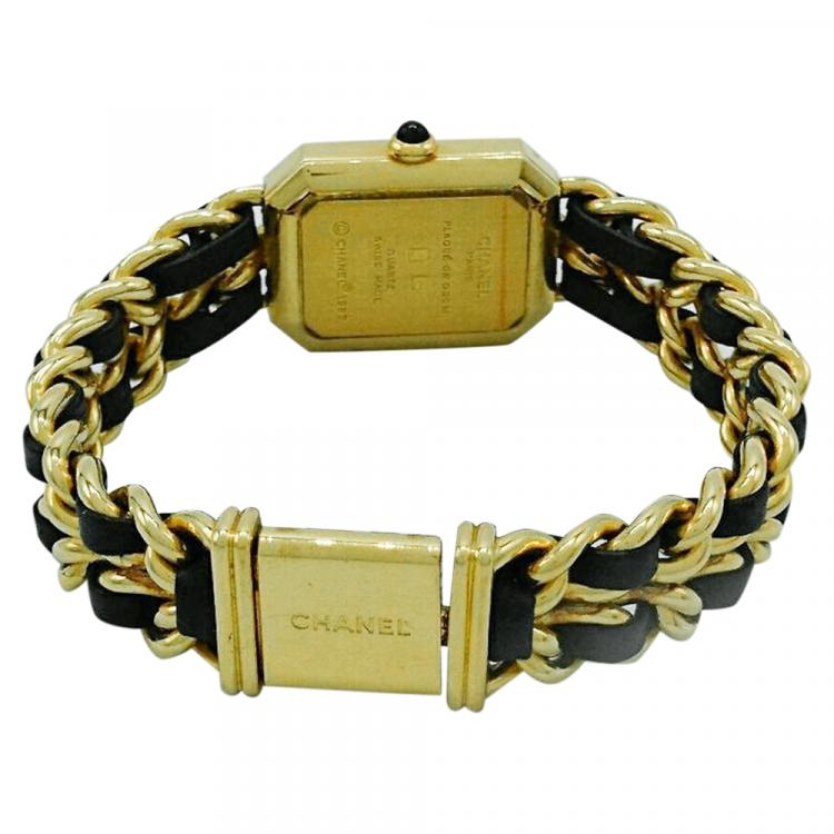 مملوكة مسبقًا Chanel Black Gold Plated Stainless Steel Premiere Quartz Women's Wristwatch 20 MM