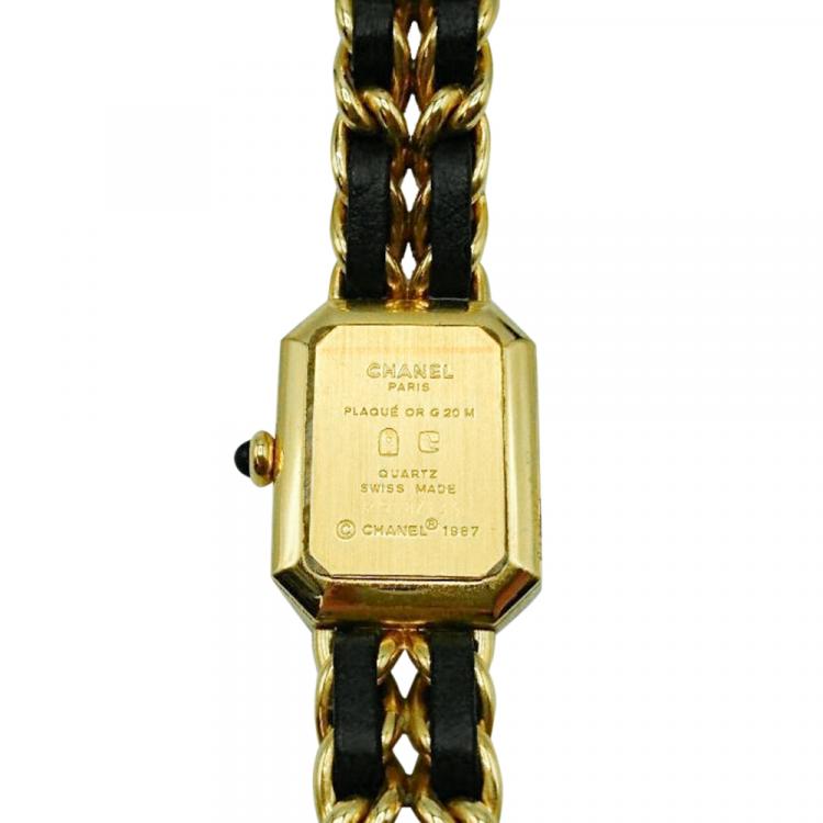مملوكة مسبقًا Chanel Black Gold Plated Stainless Steel Premiere Quartz Women's Wristwatch 20 MM