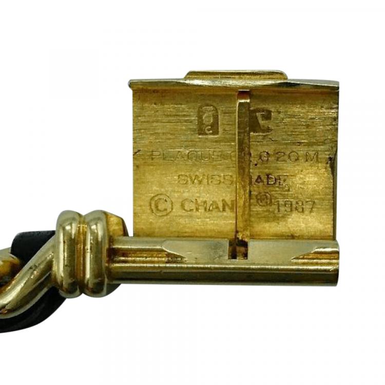مملوكة مسبقًا Chanel Black Gold Plated Stainless Steel Premiere Quartz Women's Wristwatch 20 MM
