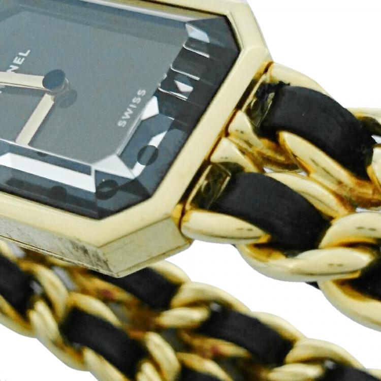 مملوكة مسبقًا Chanel Black Gold Plated Stainless Steel Premiere Quartz Women's Wristwatch 20 MM
