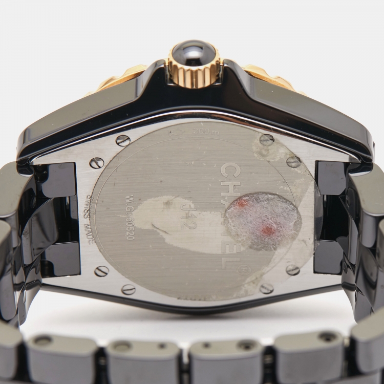 Pre Owned Chanel Black Ceramic Diamond J12 H2544 Women's Wristwatch 38 mm
