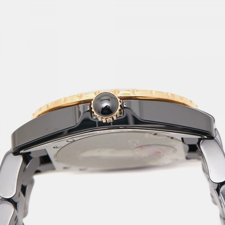 Pre Owned Chanel Black Ceramic Diamond J12 H2544 Women's Wristwatch 38 mm