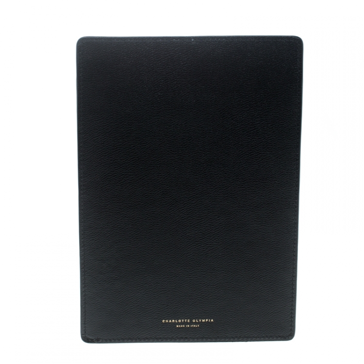 Pre Owned Charlotte Olympia Black Leather Feline iPad Mini Case