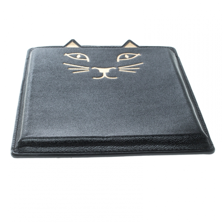Pre Owned Charlotte Olympia Black Leather Feline iPad Mini Case