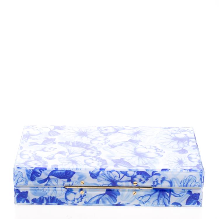 مملوكة مسبقًا Charlotte Olympia Blue Ming Print Perspex Spider Pandora Box Clutch