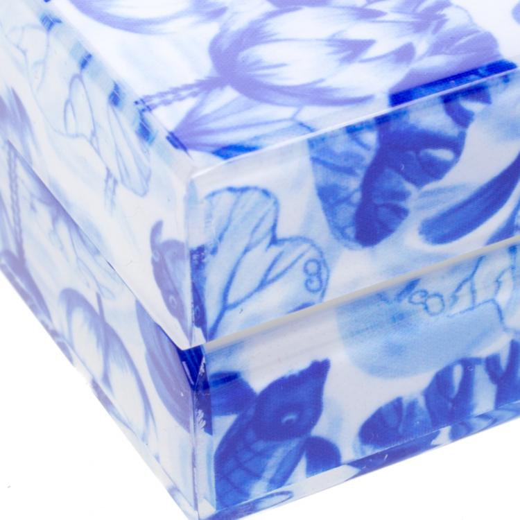 مملوكة مسبقًا Charlotte Olympia Blue Ming Print Perspex Spider Pandora Box Clutch