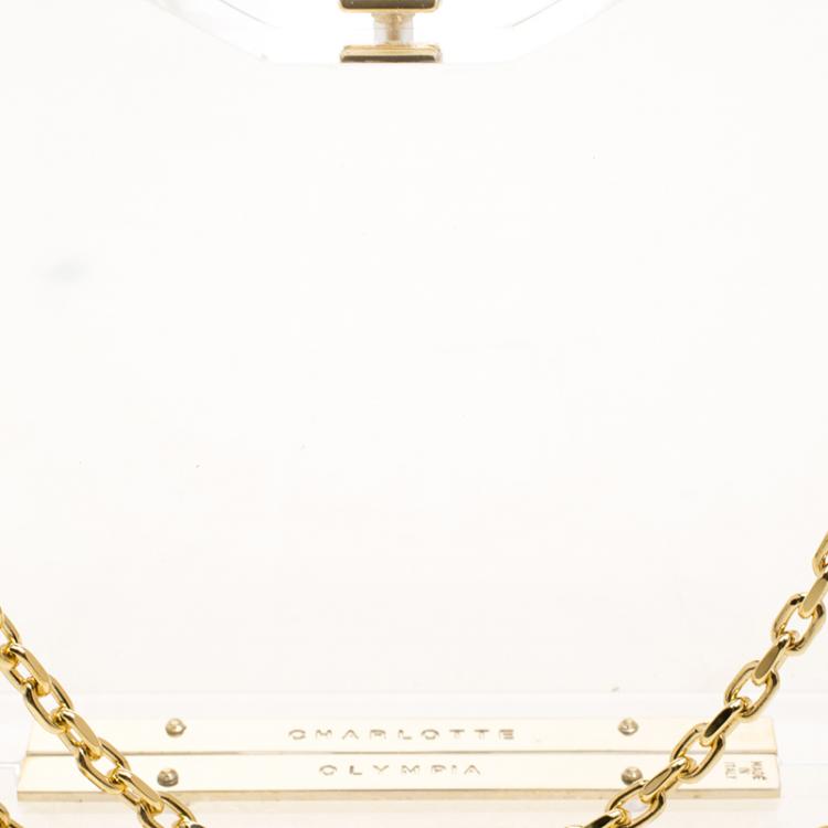مملوكة مسبقًا Charlotte Olympia Clear Perspex Chain Pandora Classic Box Clutch