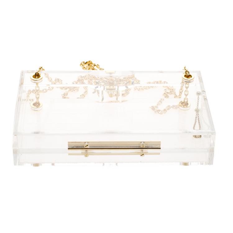 مملوكة مسبقًا Charlotte Olympia Clear Perspex Chain Pandora Classic Box Clutch