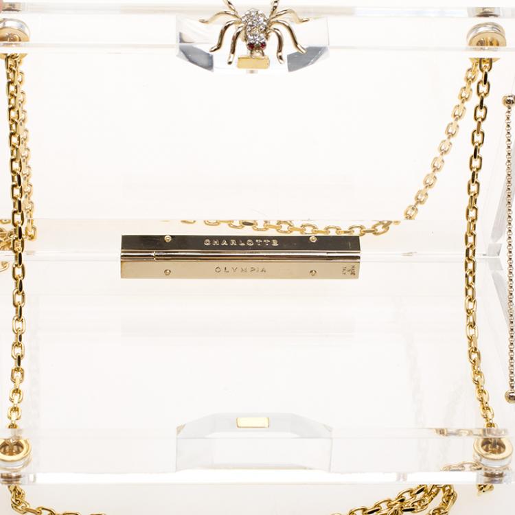 مملوكة مسبقًا Charlotte Olympia Clear Perspex Chain Pandora Classic Box Clutch